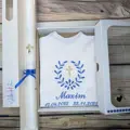 Sada na krst tmavomodrá so sýto zlatou so zlatým krížikom