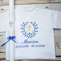 Sada na krst tmavomodrá so sýto zlatou so zlatým krížikom