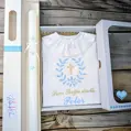 Sada na krst svetlomodrá so zlatou s krížikom