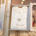 košieľka na krst k12 strieborná a sviečka na krst