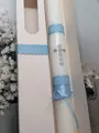 Sviečka šedý krížik, modrá s chránitkom