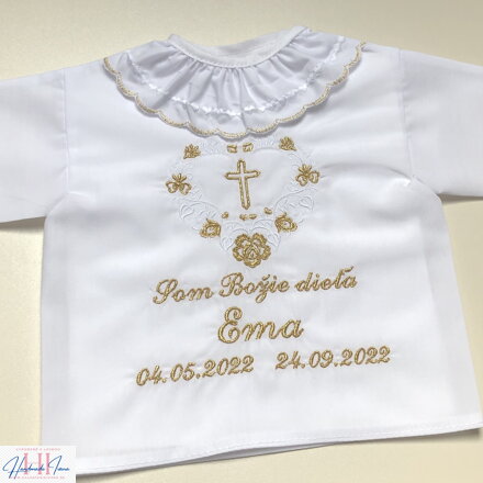 K05 - košieľka na krst biela so zlatou