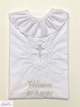 K10 - košieľka na krst bielo-strieborná