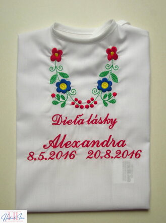 K14 - košieľka na krst červená výšivka