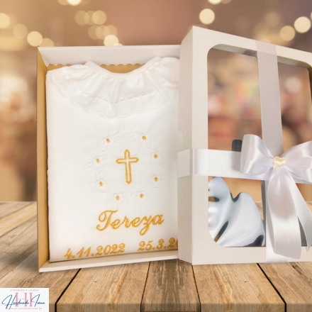 Krstová košieľka biela zlatá