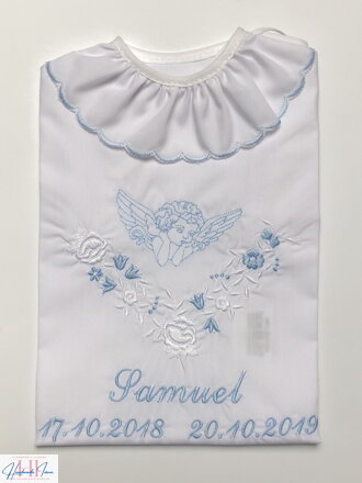 K04 - košieľka na krst bielo-modrá