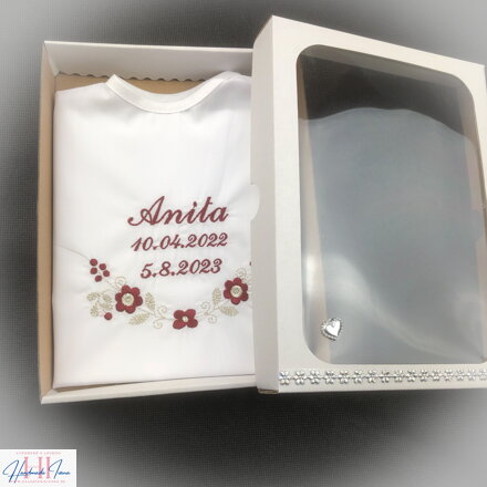 K09 - krstová košieľka bordová stieborná