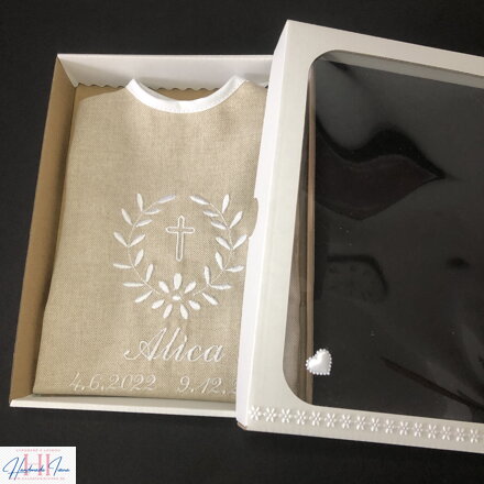 K10 - košieľka na krst ľan biela