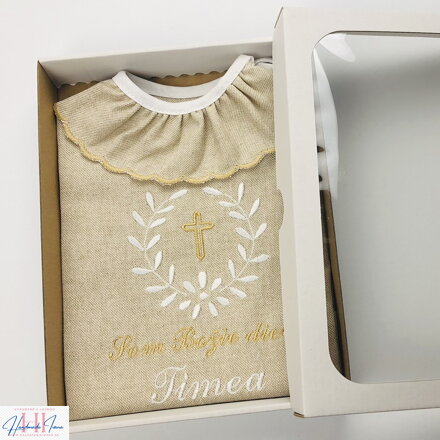 K10 - krstová košieľka ľanová v darčekovom balení