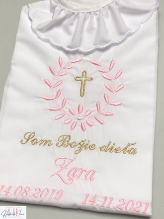 K10 - košieľka na krst ružovo zlatá