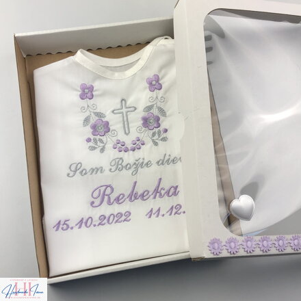 K14 - krstová košieľka fialová šedá