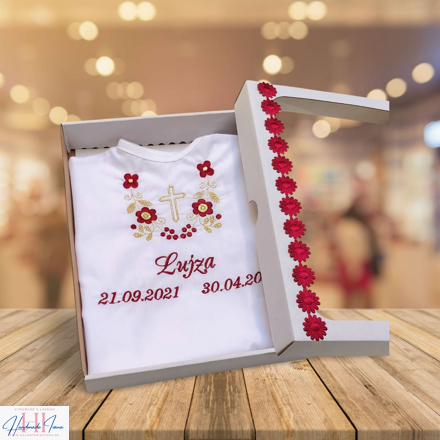 K14 - krstová košieľka bordová zlatá