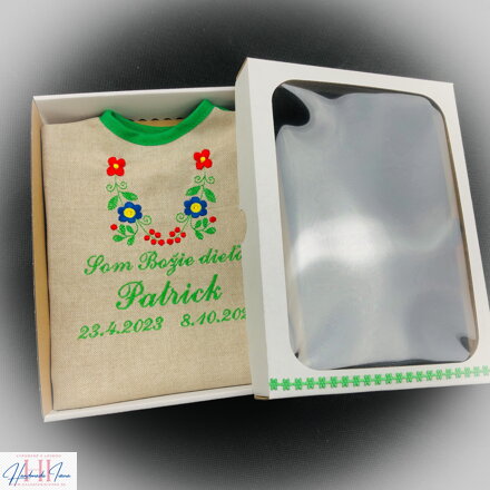 K15 - košieľka na krst ľan - zelená