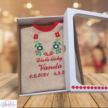 K15 - košieľka na krst ľan - červená