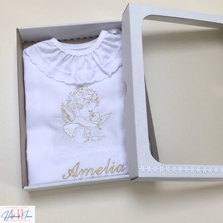 K34 - košieľka na krst biela so zlatou