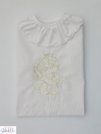 K34 - košieľka na krst bielo strieborná