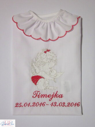 K34 - košieľka na krst červeno-strieborná