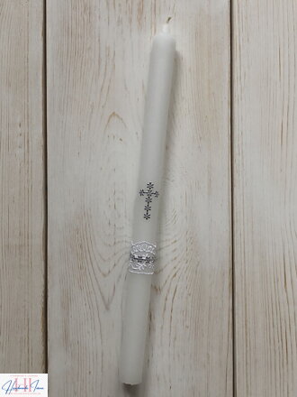 Sviečka na krst strieborný krížik