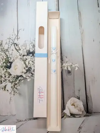 Sviečka modré srdiečka s chránitkom