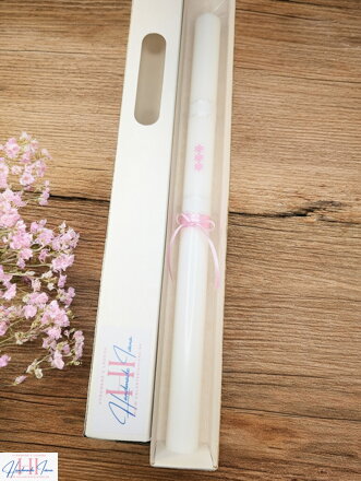 Sviečka na krst ružové kvietky s chránitkom