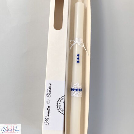 Sviečka na krst tmavomodré kvietky