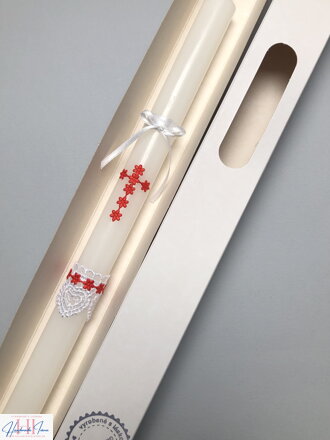 Sviečka na krst červený krížik 1