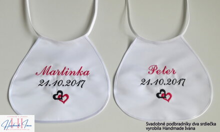 Svadobné podbradníky Dva srdiečka