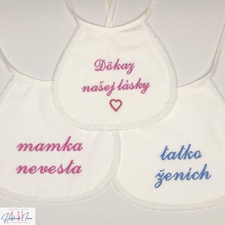 Svadobné podbradníky Rodinka bavlnené