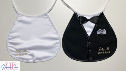 Svadobné podbradníky Sme svoji s iniciálkami