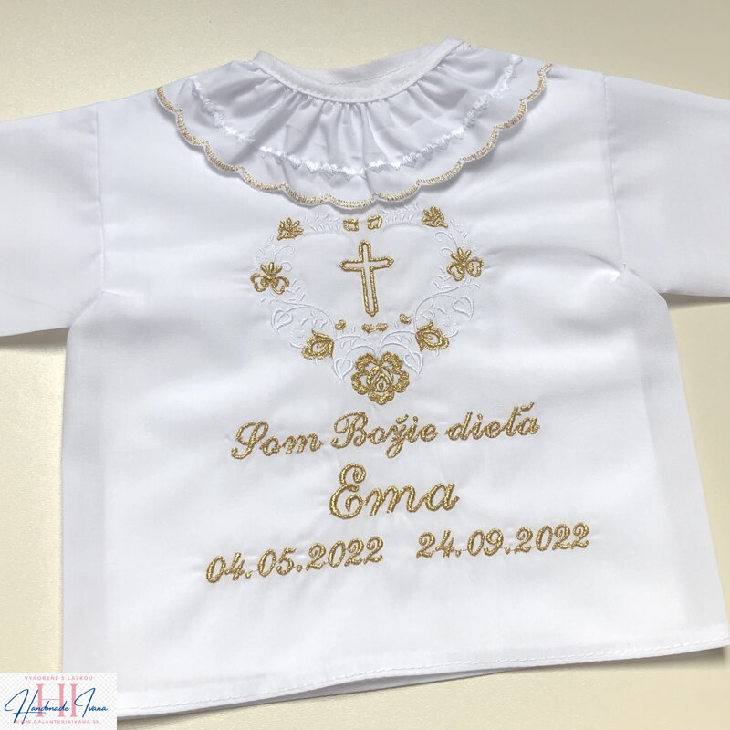 K05 - košieľka na krst biela so zlatou