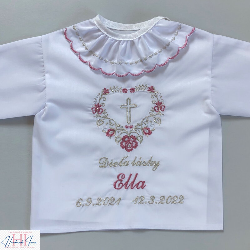 K05 - košieľka na krst staroružová so striebornou
