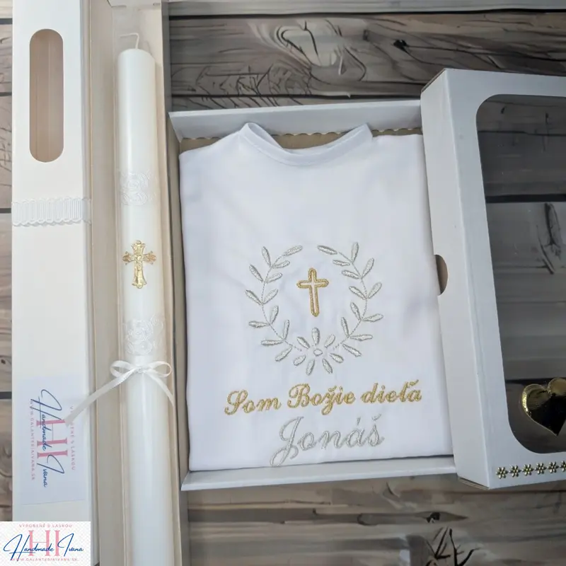 Sada na krst strieborná zlatá so zlatým krížikom