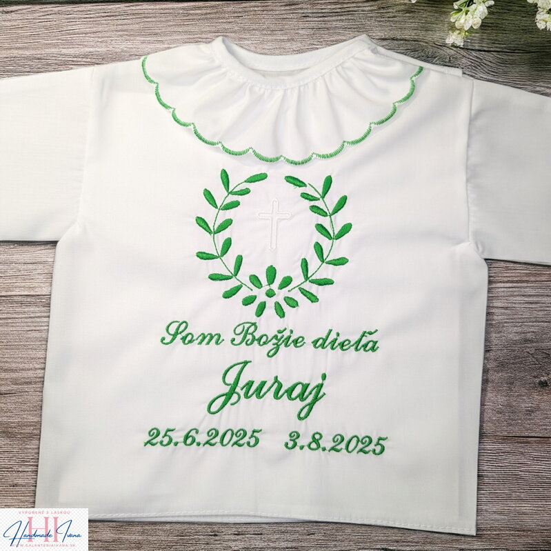 K10 - košieľka na krst zelená