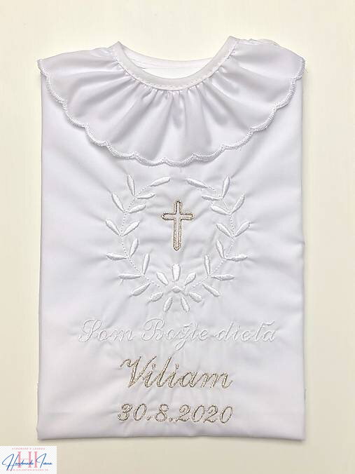 K10 - košieľka na krst bielo-strieborná