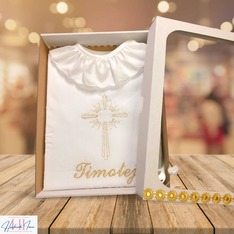 K16 - košieľka na krst bielo-zlatá