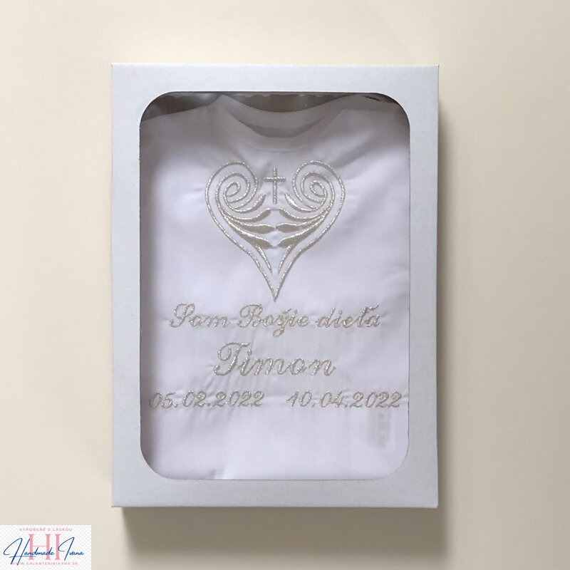 K19 - košieľka na krst strieborná v darčekovom balení