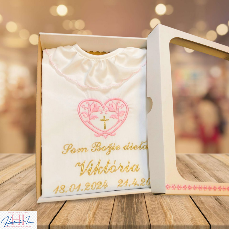 K42 - krstová košieľka ružová zlatá