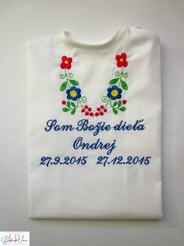 K14 - košieľka na krst k14 tmavo-modrá výšivka