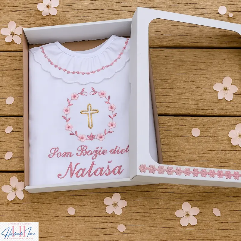 Košieľka na krst dve ružové