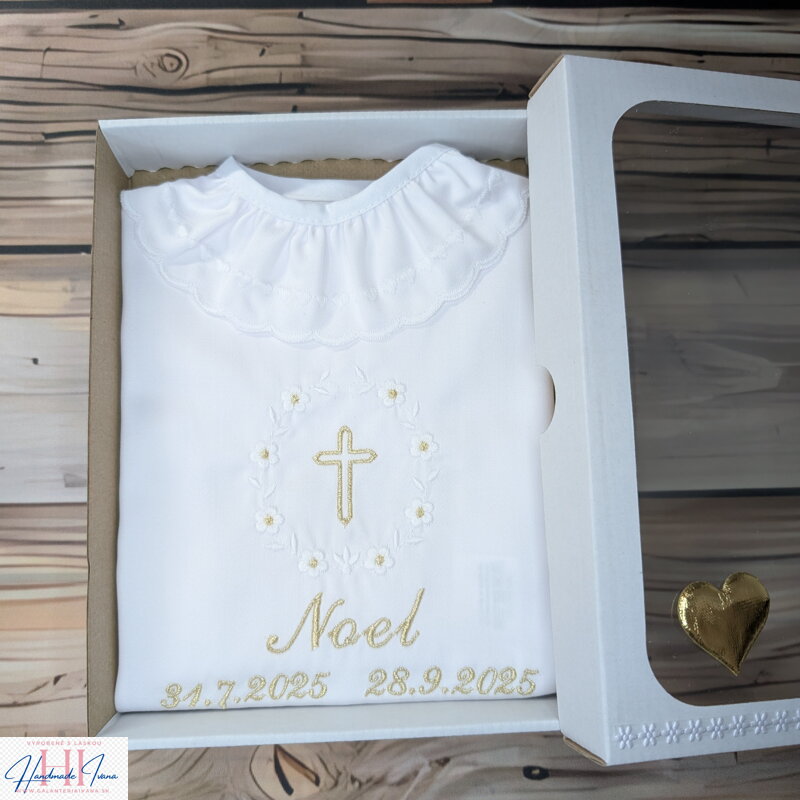 Košieľka na krst bielo-zlatá