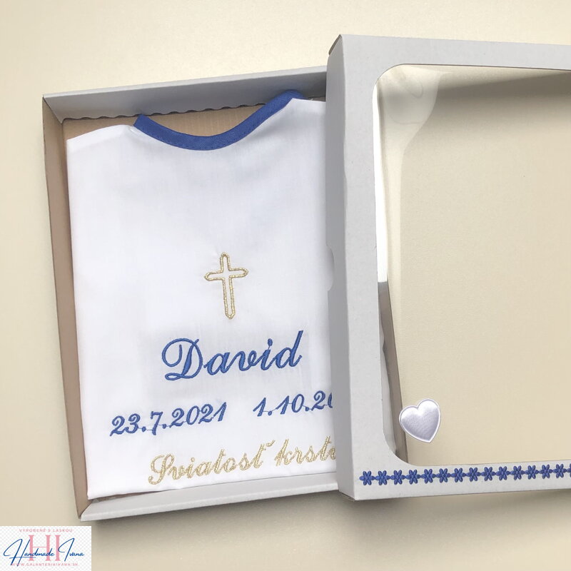 K03 - krstová košieľka modrá zlatá