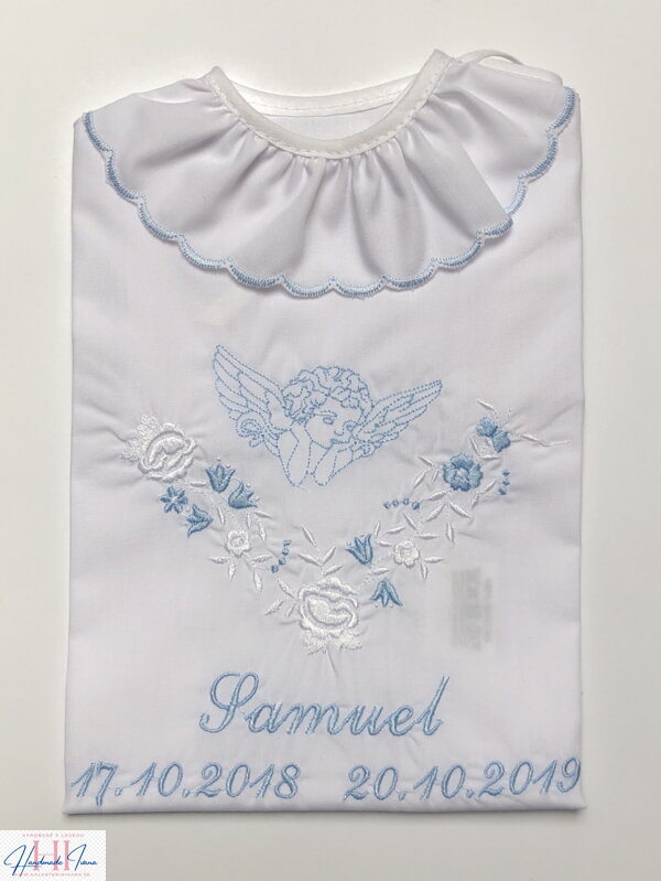 K04 - košieľka na krst bielo-modrá