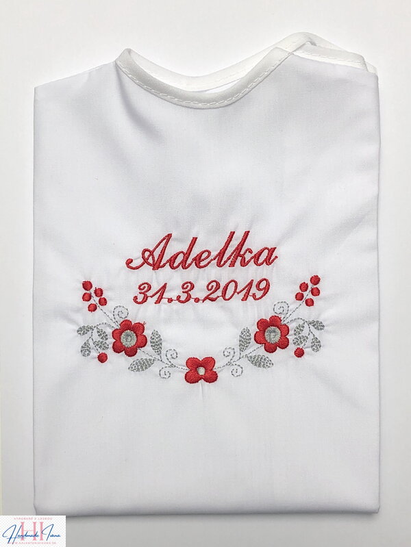 K09 - krstová košieľka červeno-šedá