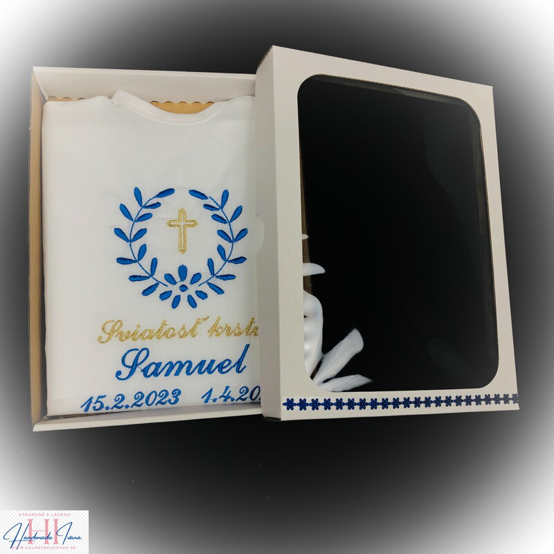 K10 - krstová košieľka modrá tmavá zlatá