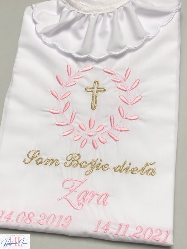 K10 - košieľka na krst ružovo zlatá