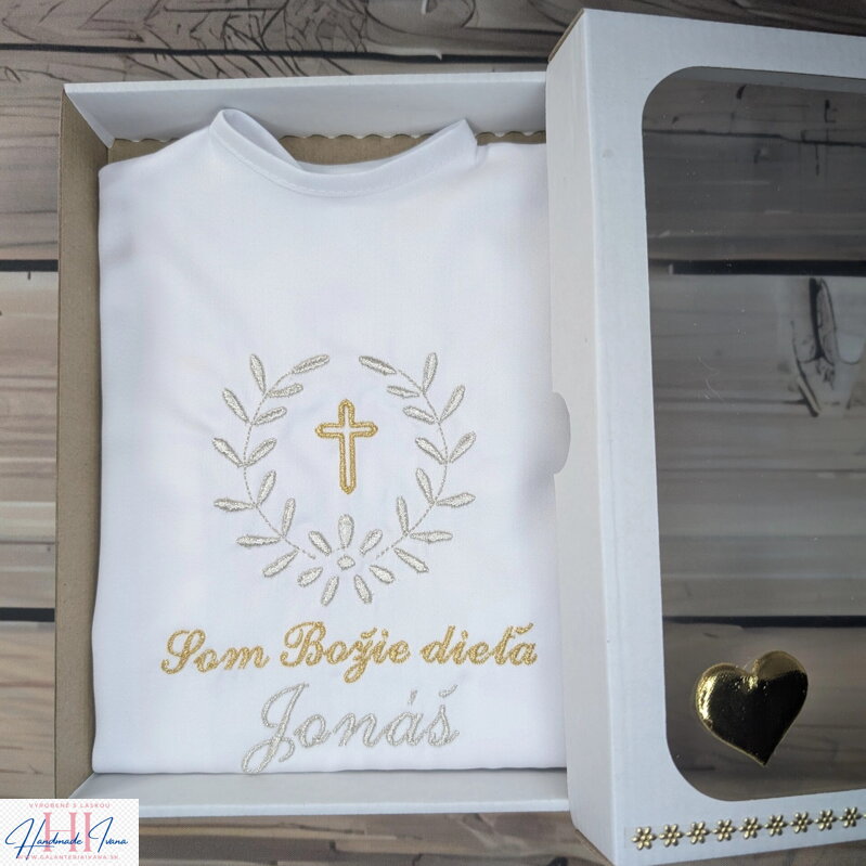 Košieľka na krst so zlatá strieborná