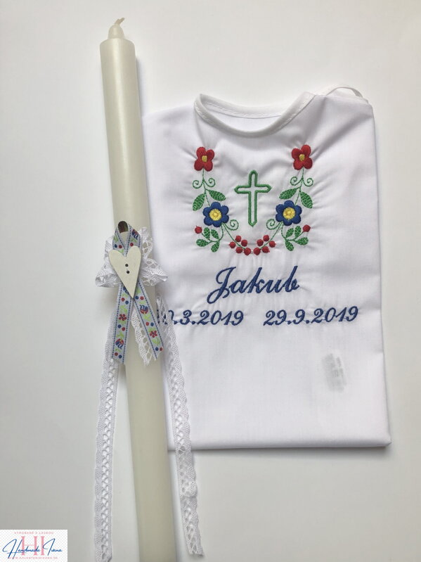 K14 - košieľka na krst ľudová + Sviečka na krst folklór