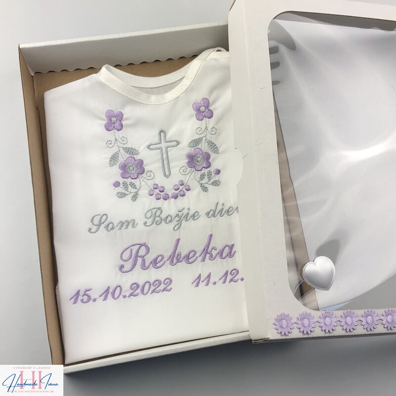 K14 - krstová košieľka fialová šedá