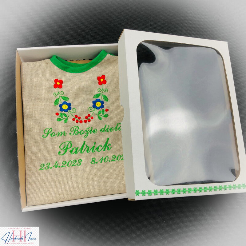 K15 - košieľka na krst ľan - zelená