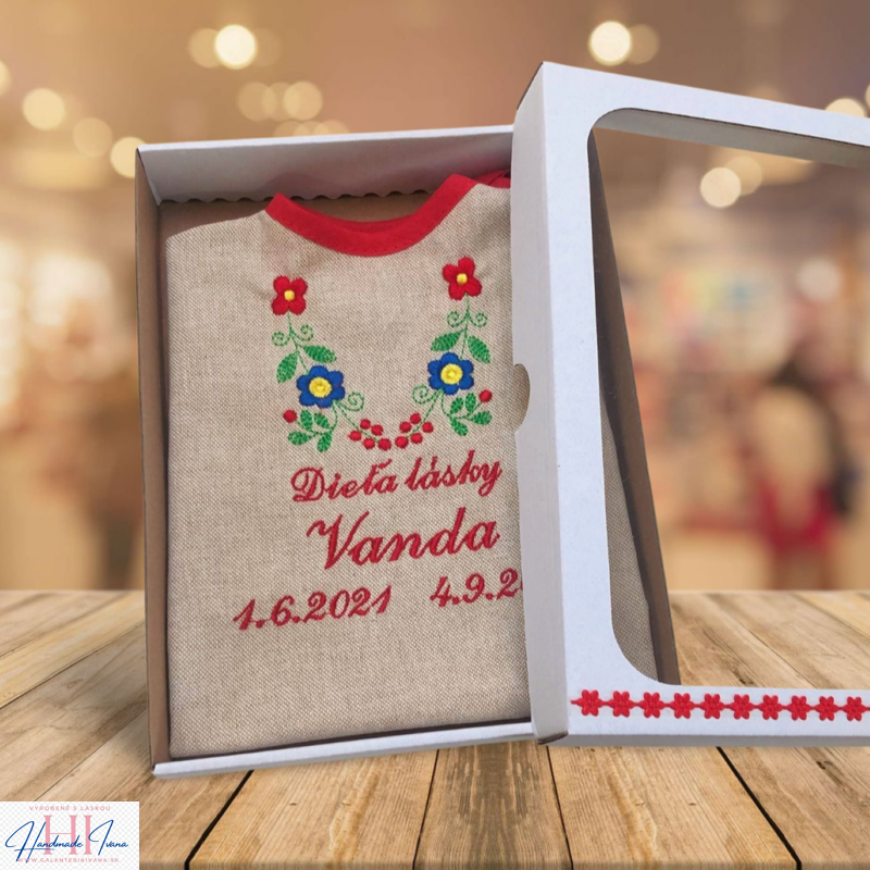 K15 - košieľka na krst ľan - červená